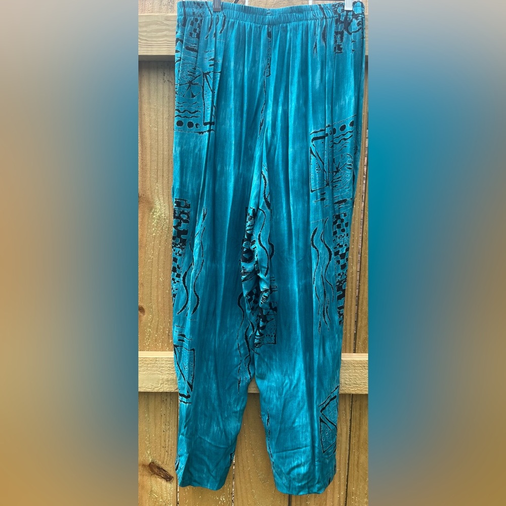 Vtg. Teal/Black Solitaire Pant Set - Picture 8 of 8